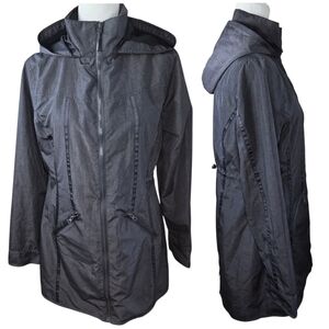 Mondetta Lightweight Packable Hooded Rain Jacket Gray Size Medium